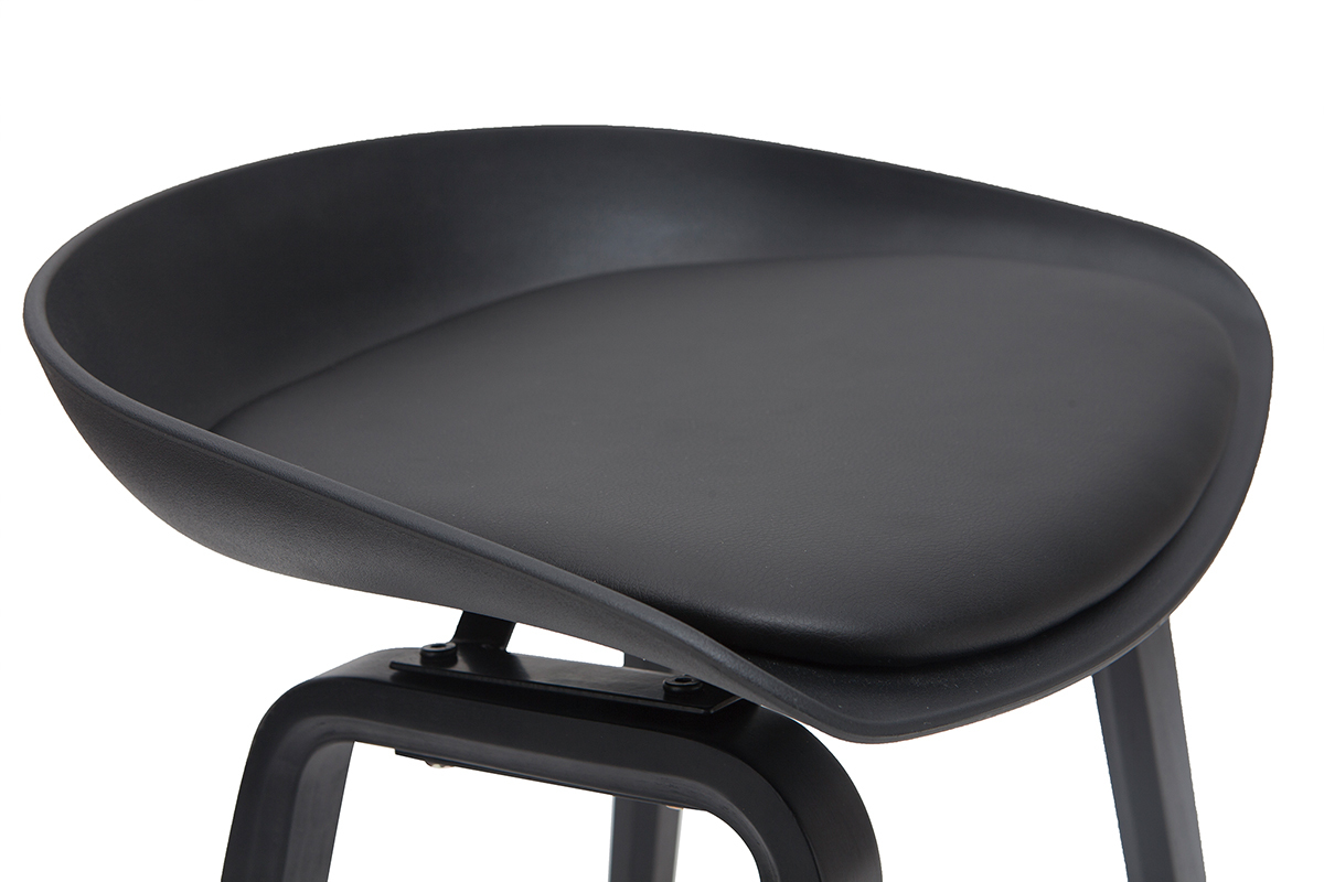 Taburetes de bar negros y madera 65cm (lote de 2) LINO