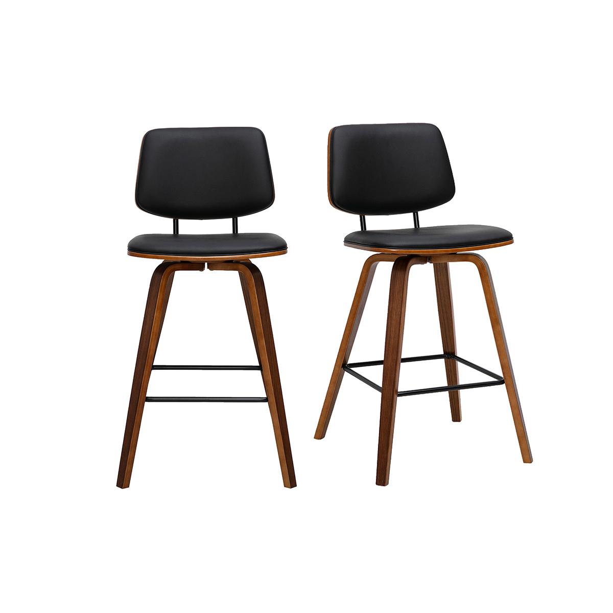 Taburetes de bar negros y madera oscura H66 cm (lote de 2) SEGUR