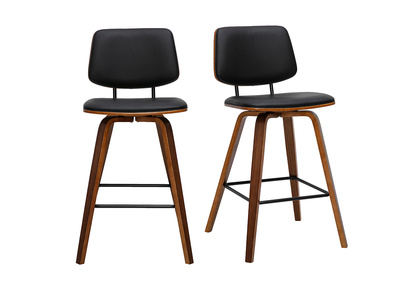 Taburetes de bar negros y madera oscura H66 cm (lote de 2) SEGUR