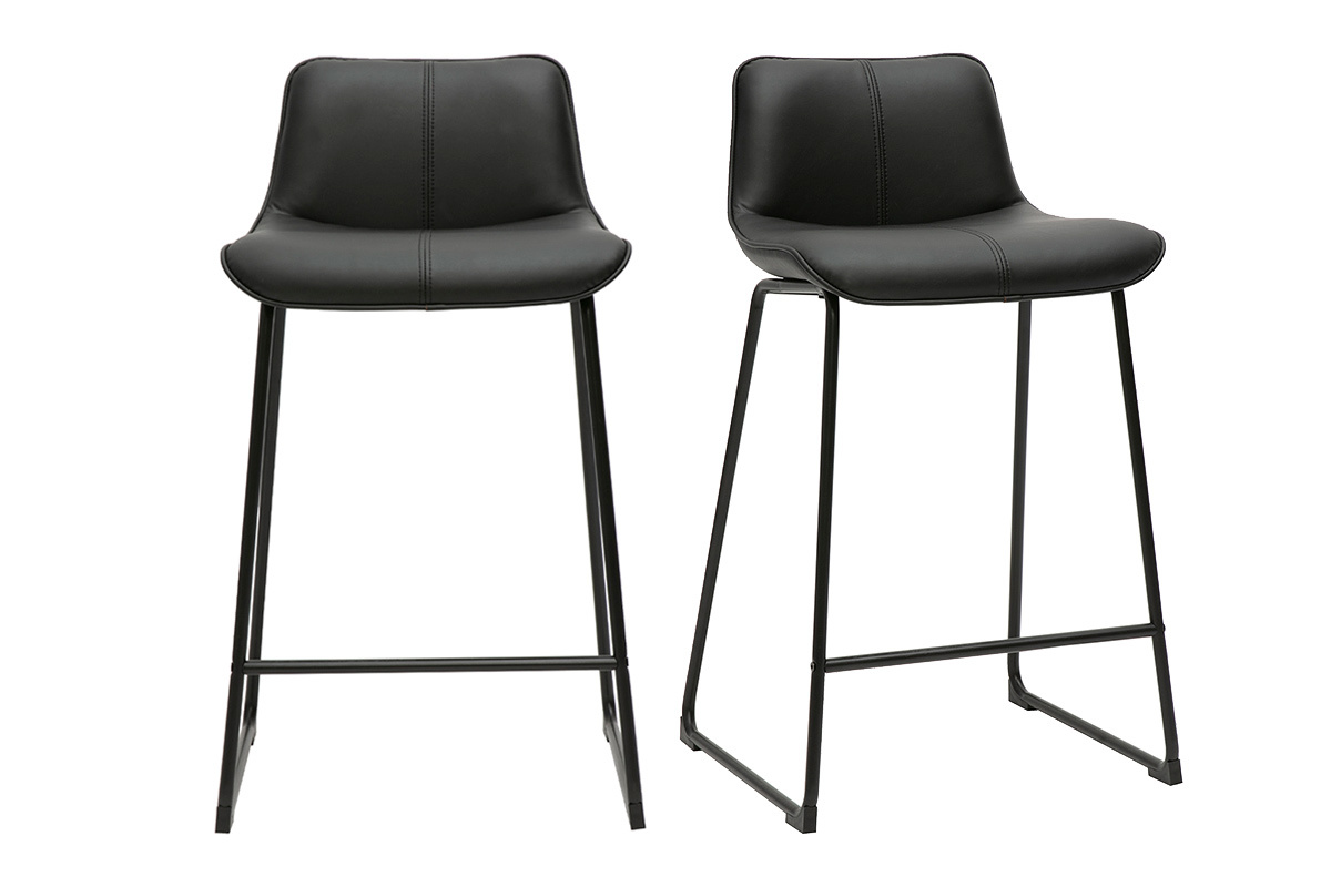Taburetes de bar negros y metal H65 cm (lote de 2) BOOST