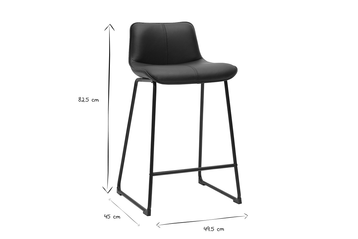 Taburetes de bar negros y metal H65 cm (lote de 2) BOOST