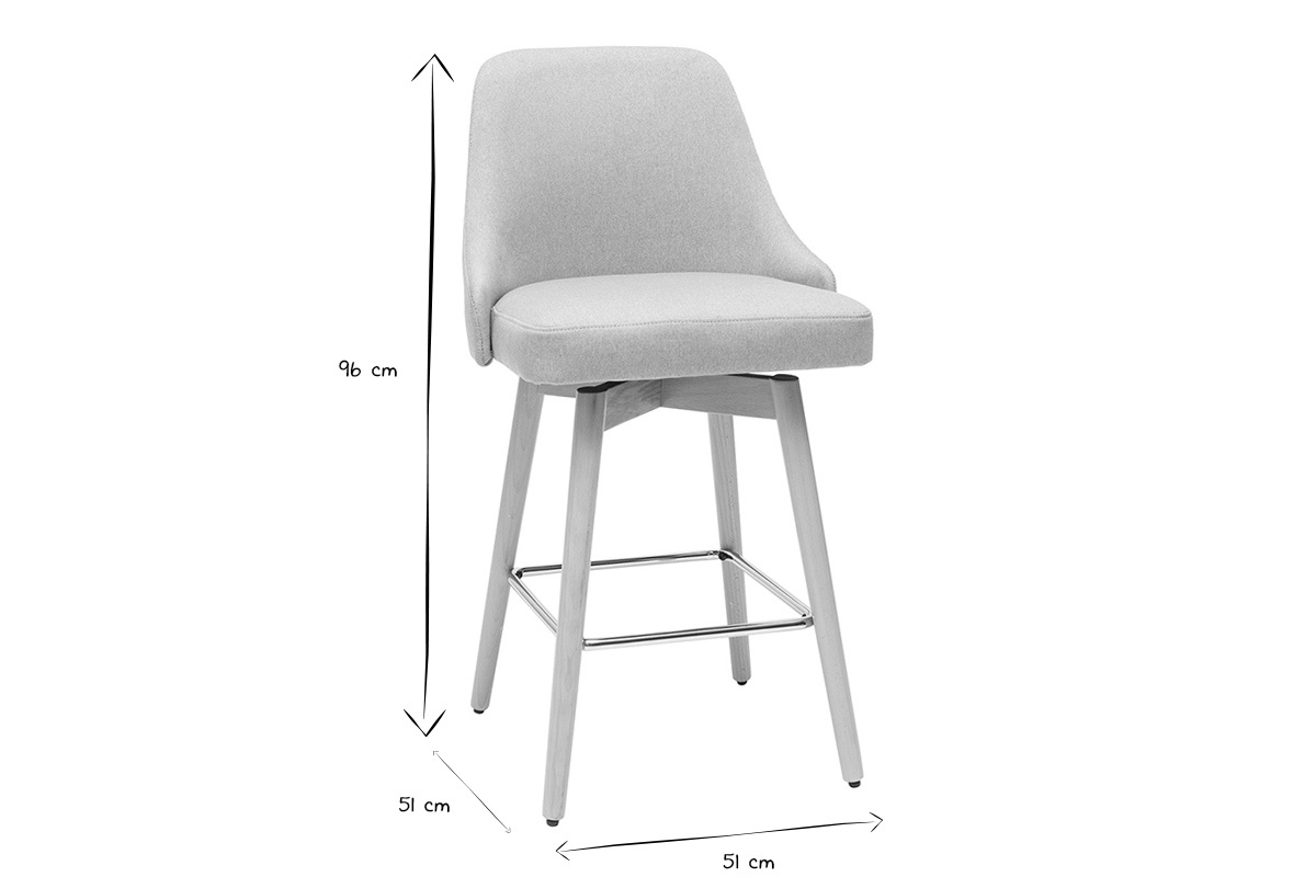 Taburetes de bar nrdicos giratorios gris claro A65 cm (lote de 2) HASTA