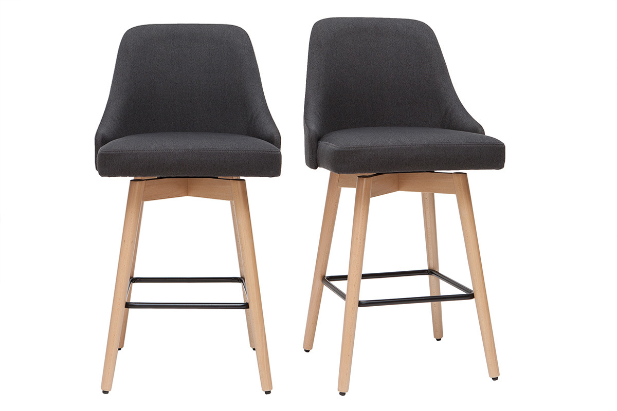 Taburetes de bar nrdicos giratorios gris oscuro A65 cm (lote de 2) HASTA