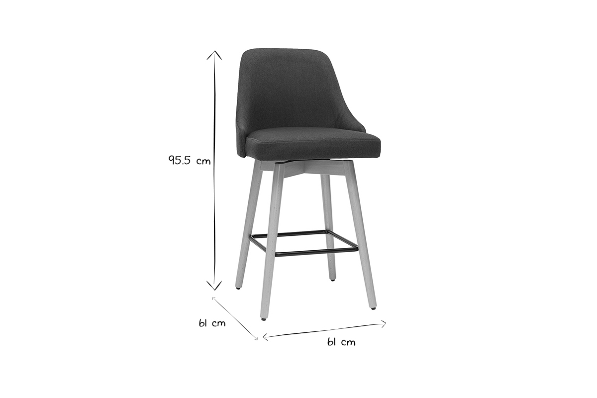 Taburetes de bar nrdicos giratorios gris oscuro A65 cm (lote de 2) HASTA