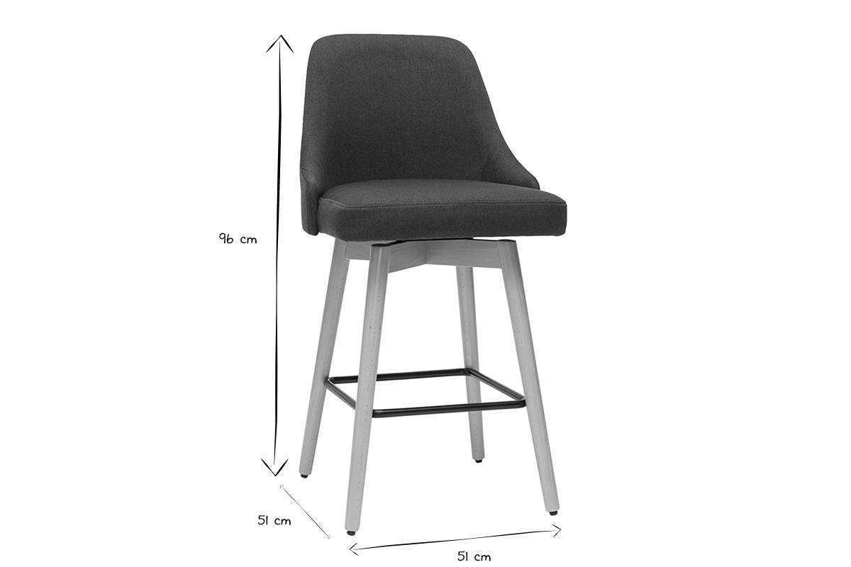 Taburetes de bar nrdicos giratorios gris oscuro A65 cm (lote de 2) HASTA