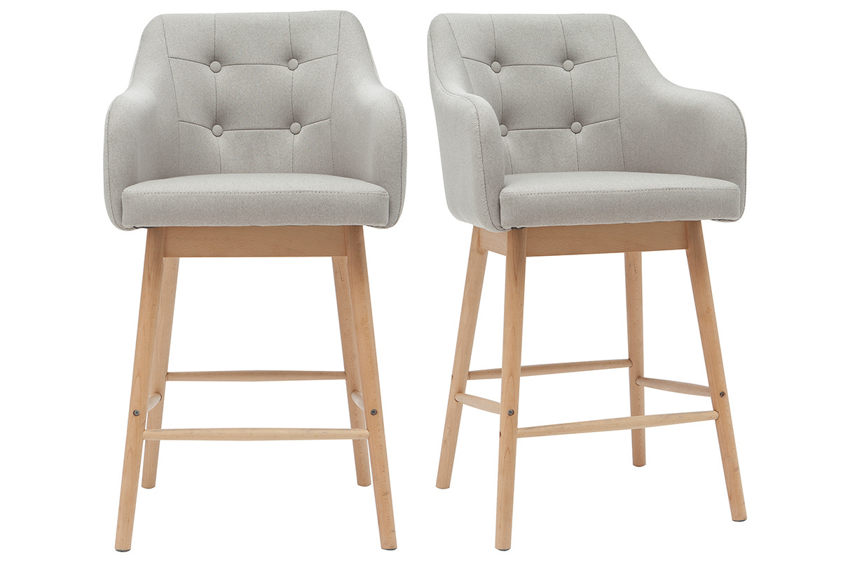 Taburetes de bar nrdicos gris claro y madera A65 cm (lote de 2) BALTIK