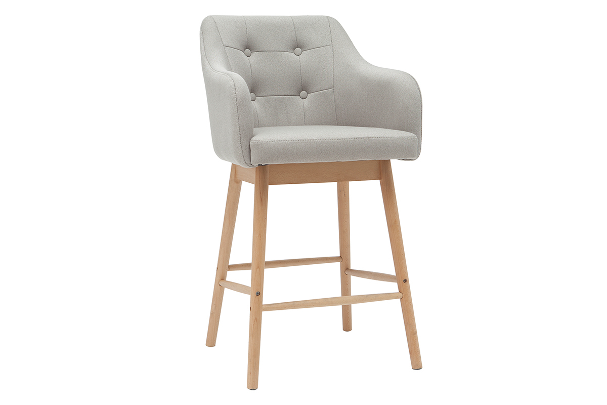 Taburetes de bar nrdicos gris claro y madera A65 cm (lote de 2) BALTIK