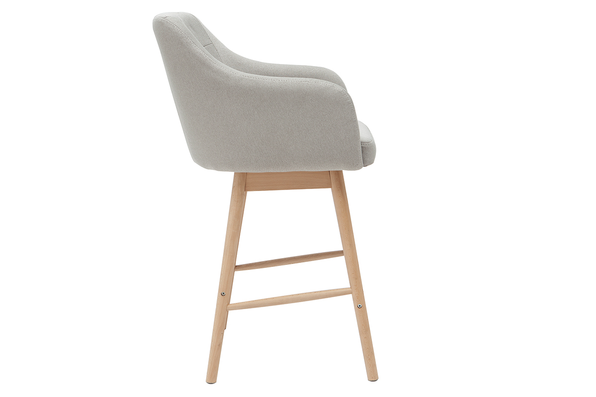 Taburetes de bar nrdicos gris claro y madera A65 cm (lote de 2) BALTIK