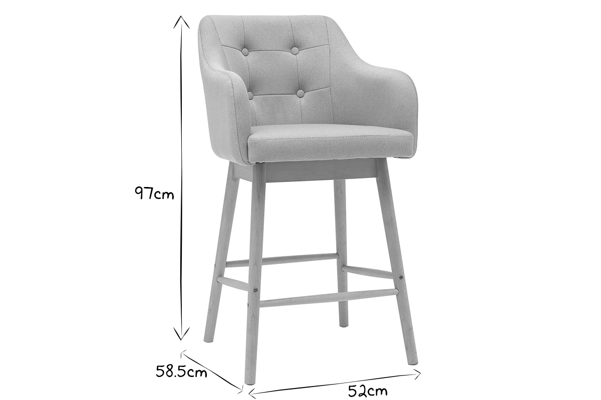 Taburetes de bar nrdicos gris claro y madera A65 cm (lote de 2) BALTIK