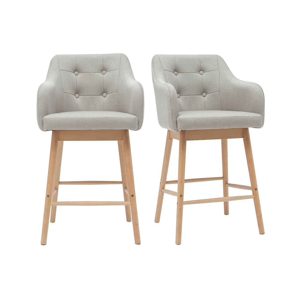 Taburetes de bar nórdicos gris claro y madera A65 cm (lote de 2) BALTIK