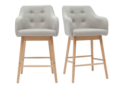 Taburetes de bar nórdicos gris claro y madera A65 cm (lote de 2) BALTIK