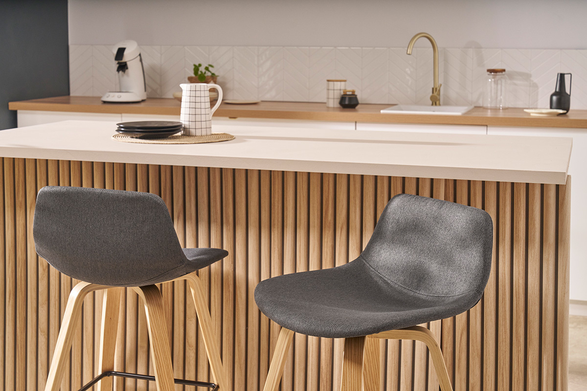 Taburetes de bar nrdicos gris oscuro A65 cm (lote de 2) NONIE