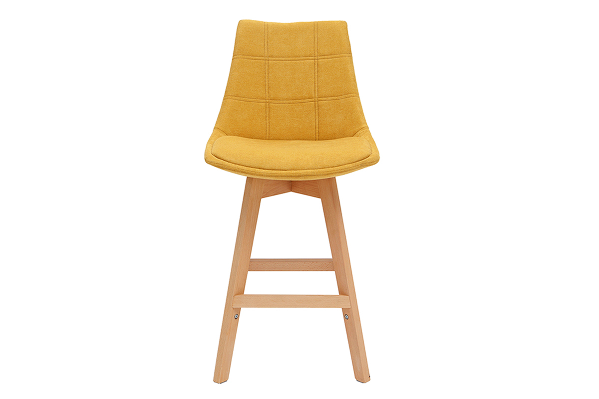 Taburetes de bar nrdicos tejido efecto amarillo mostaza 65 cm (lote de 2) MATILDE