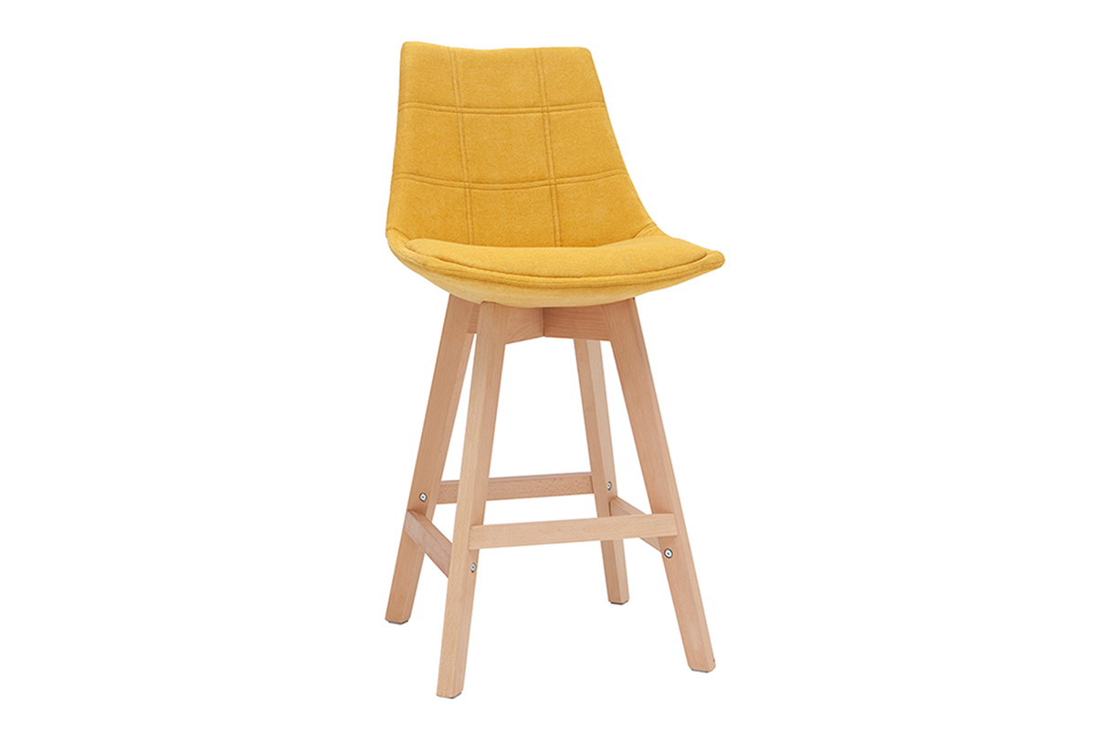 Taburetes de bar nrdicos tejido efecto amarillo mostaza 65 cm (lote de 2) MATILDE