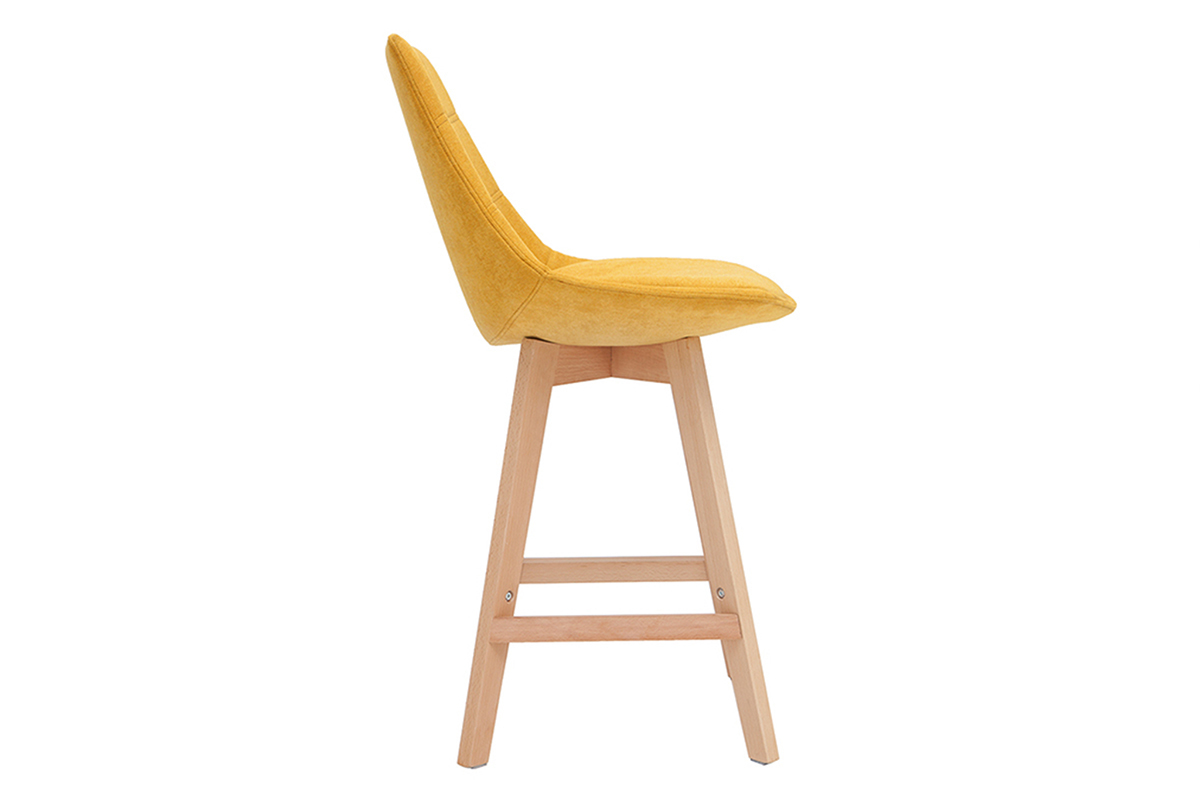 Taburetes de bar nrdicos tejido efecto amarillo mostaza 65 cm (lote de 2) MATILDE