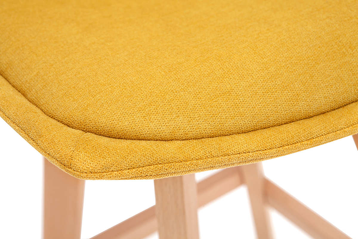 Taburetes de bar nrdicos tejido efecto amarillo mostaza 65 cm (lote de 2) MATILDE