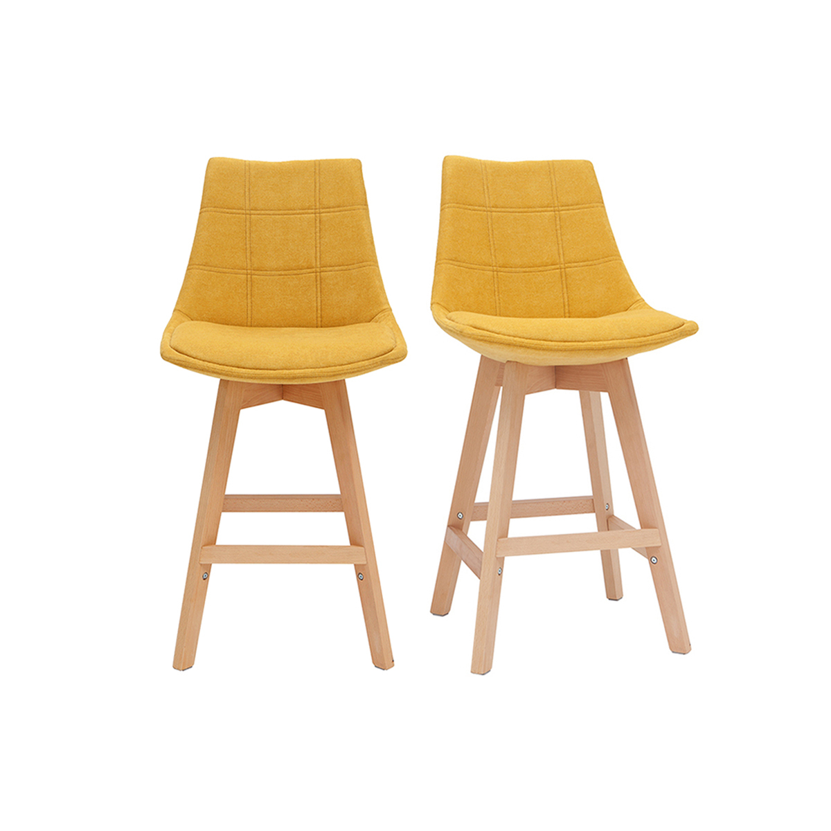 Taburetes de bar nórdicos tejido efecto amarillo mostaza 65 cm (lote de 2) MATILDE