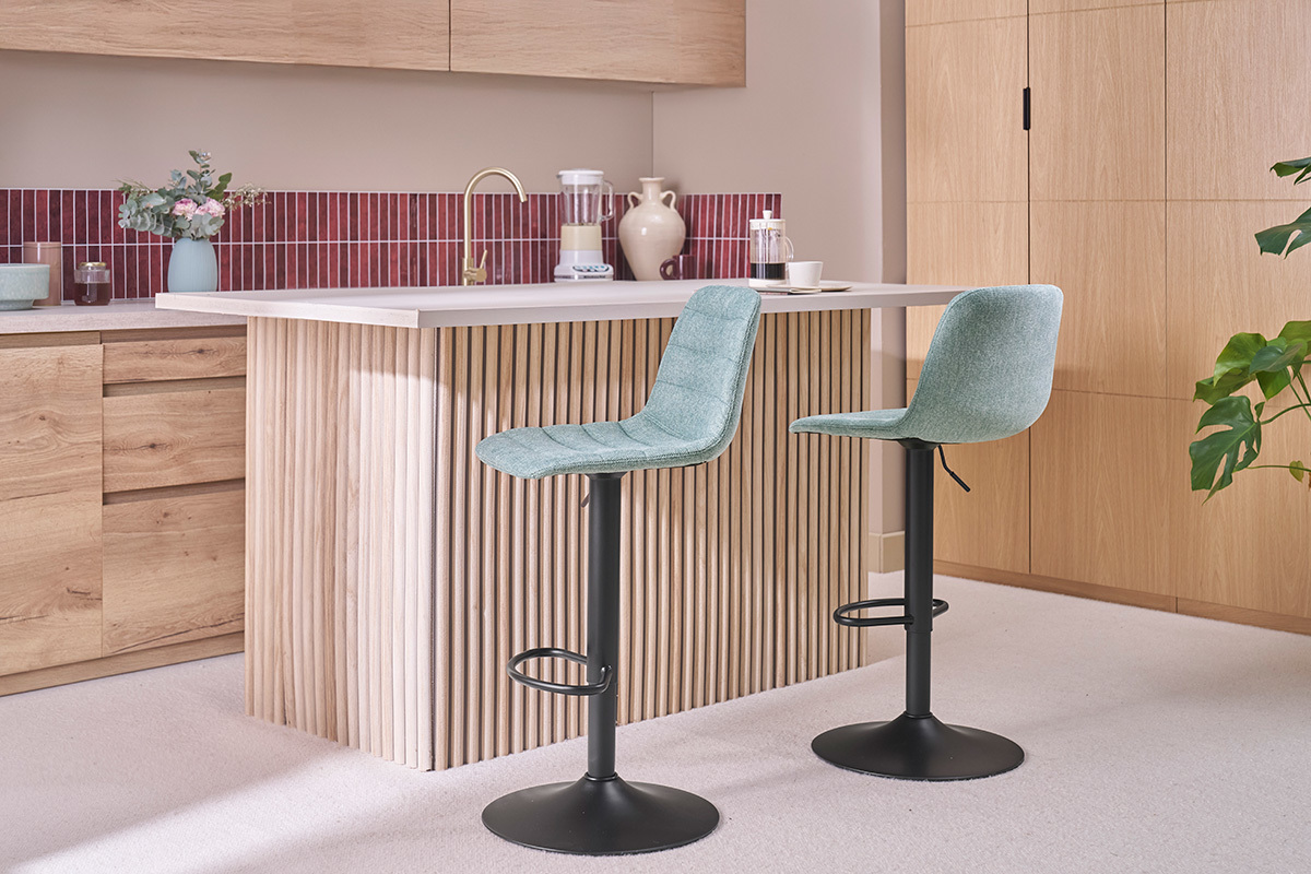 Taburetes de bar regulables de tela gris claro (lote de 2) SAURY