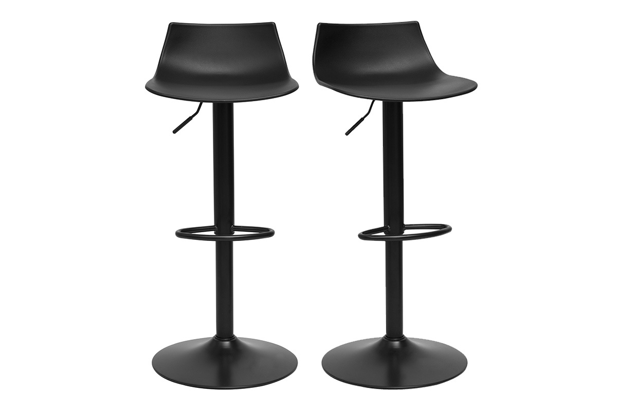 Taburetes de bar regulables en diseo negro (juego de 2) KELLY