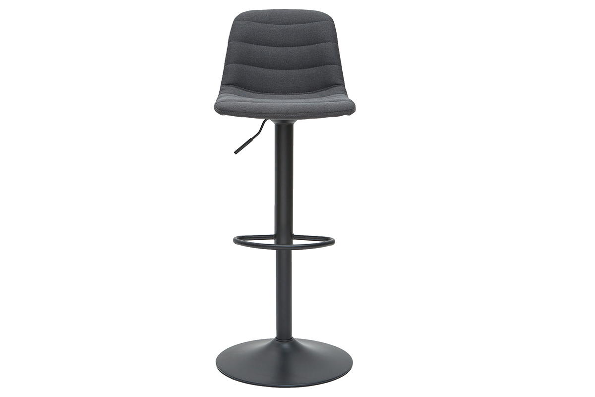 Taburetes de bar regulables giratorios 360� tela y metal gris oscuro (lote de 2) SAURY