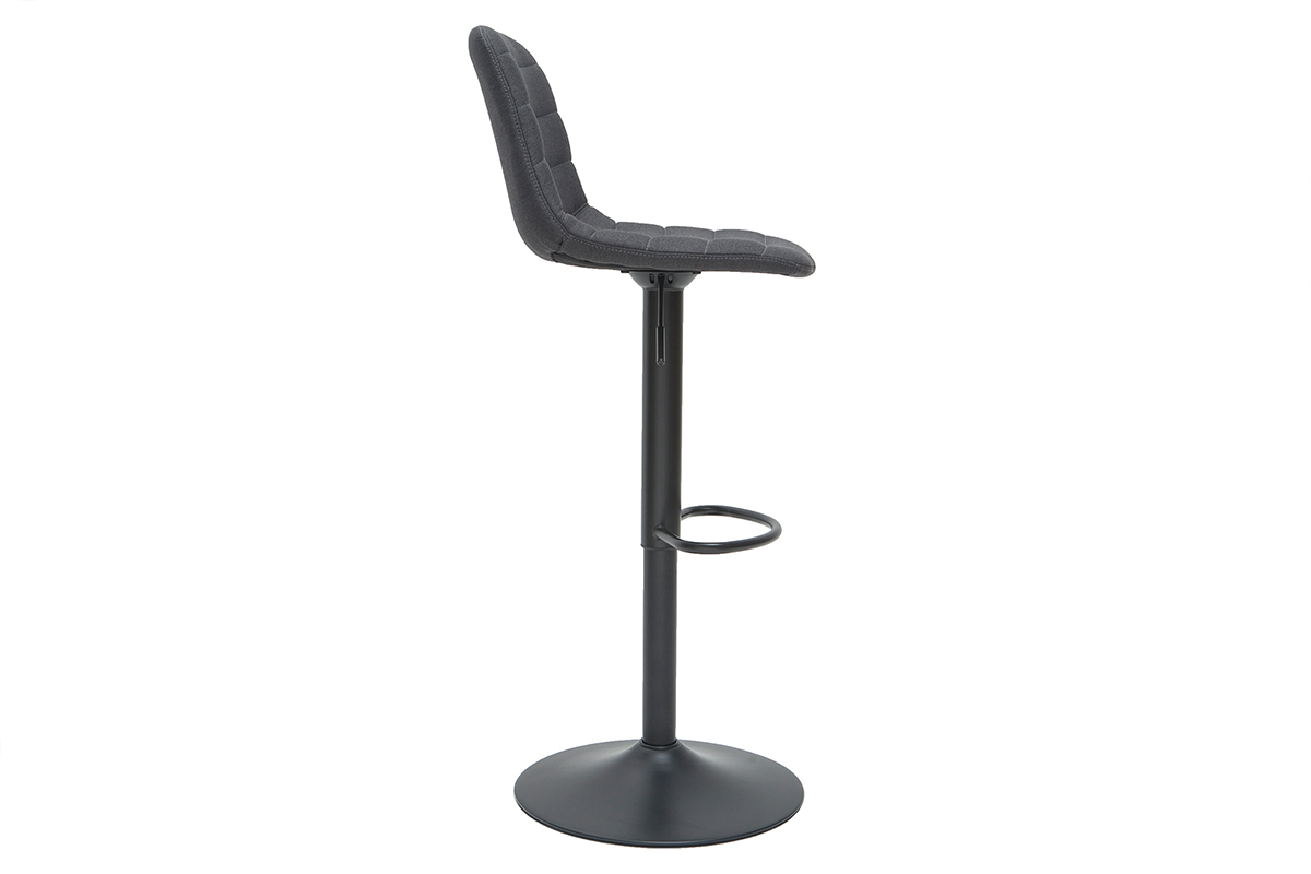Taburetes de bar regulables giratorios 360� tela y metal gris oscuro (lote de 2) SAURY