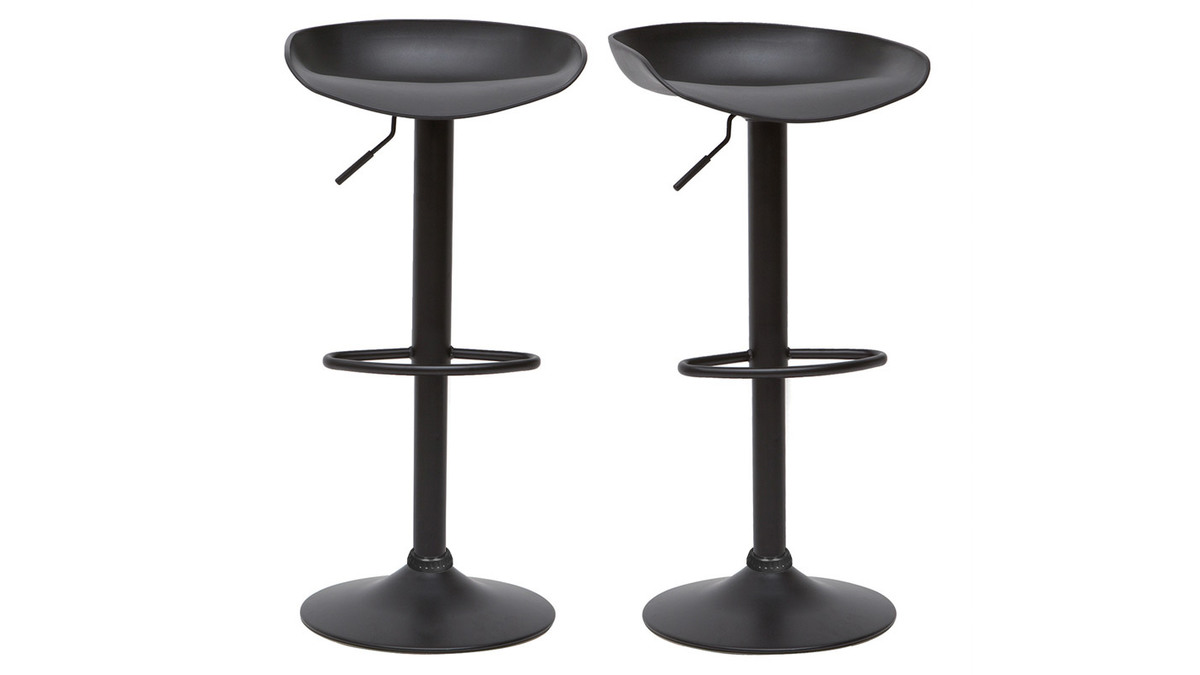 Taburetes de bar regulables modernos negros  A65 cm (lote de 2) PEBBLE