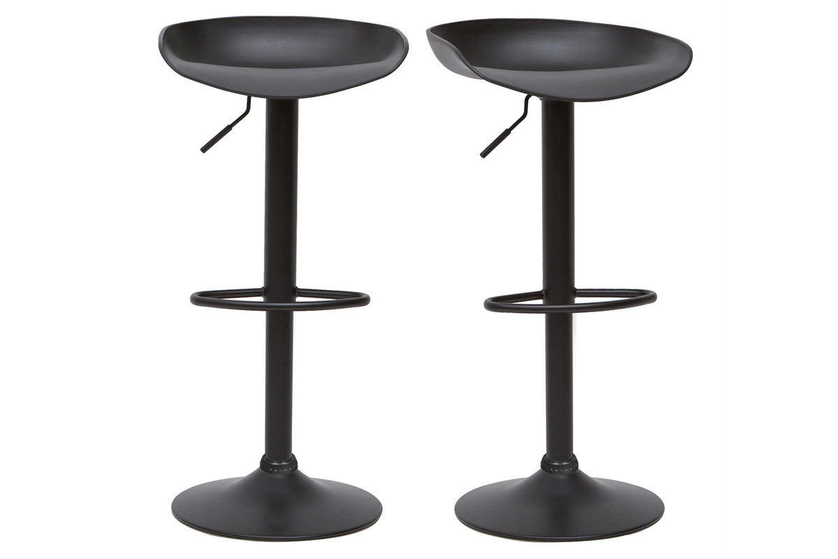 Taburetes de bar regulables modernos negros  A65 cm (lote de 2) PEBBLE