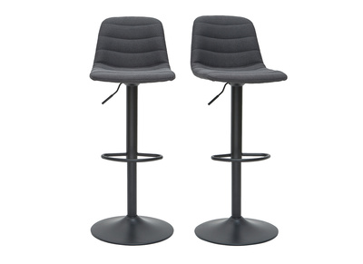 Taburetes de bar regulables tejido y metal gris oscuro (lote de 2) SAURY