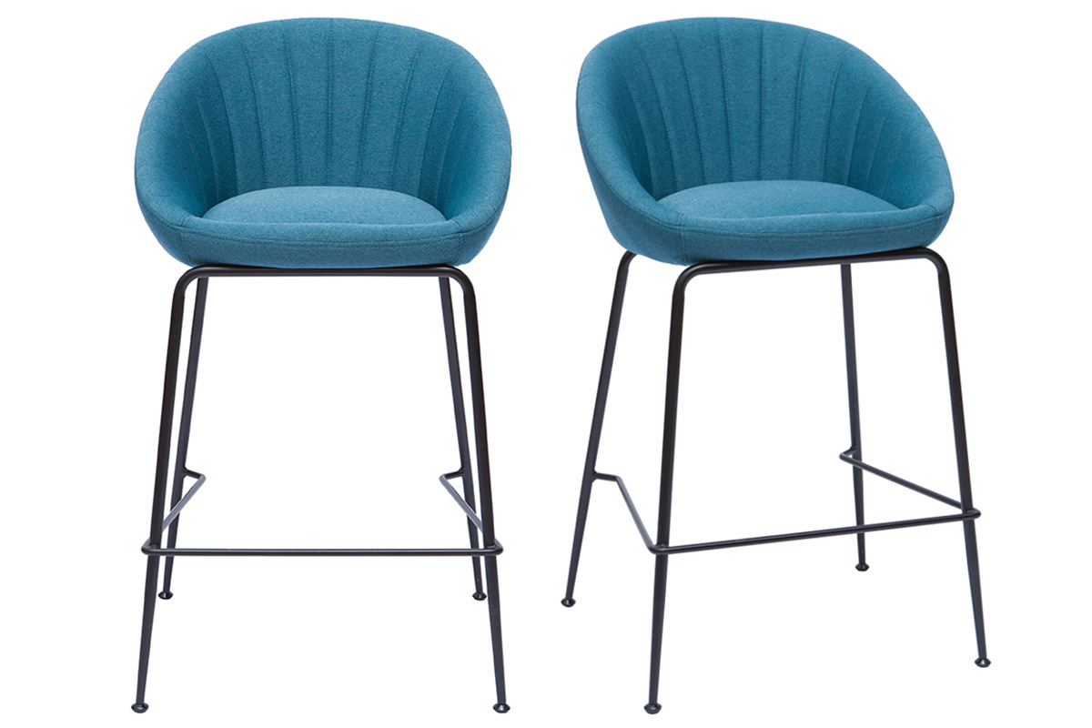 Taburetes de bar tejido azul petrleo 65 cm (lote de 2) SHERU