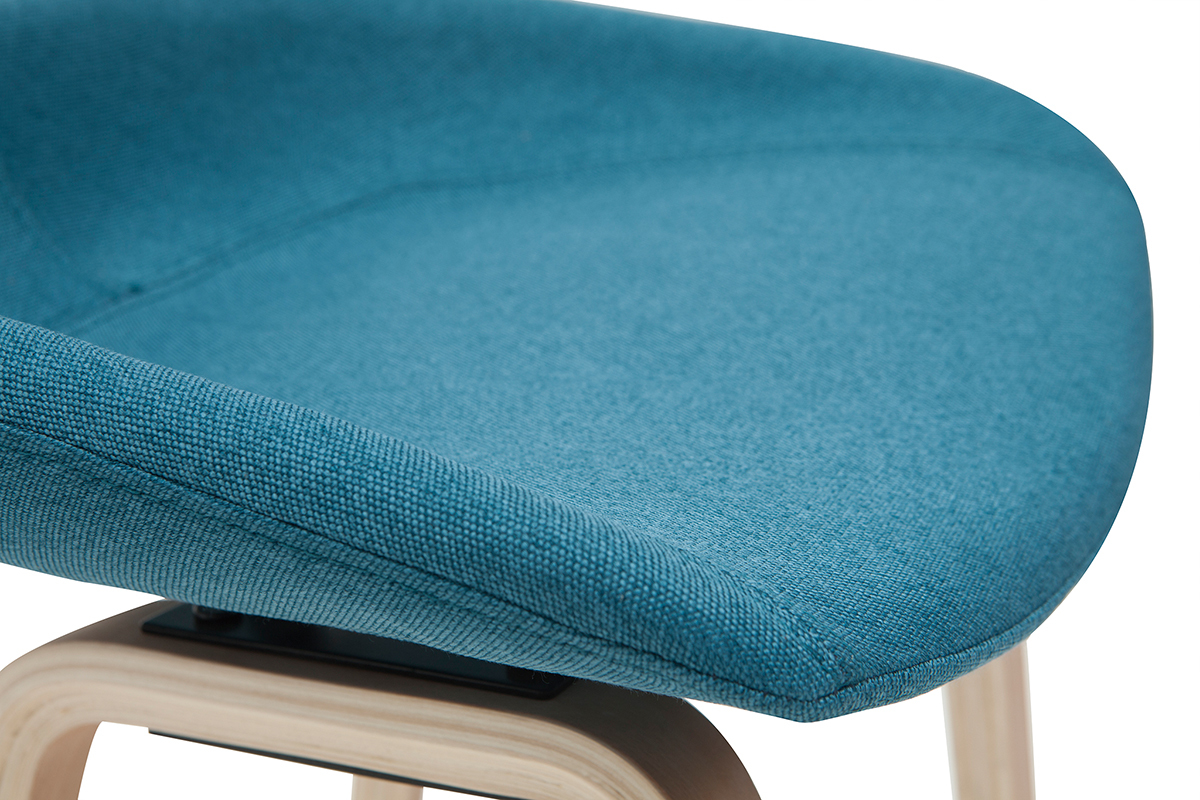 Taburetes de bar tejido azul petrleo y patas madera A65 cm (lote de 2) LINO