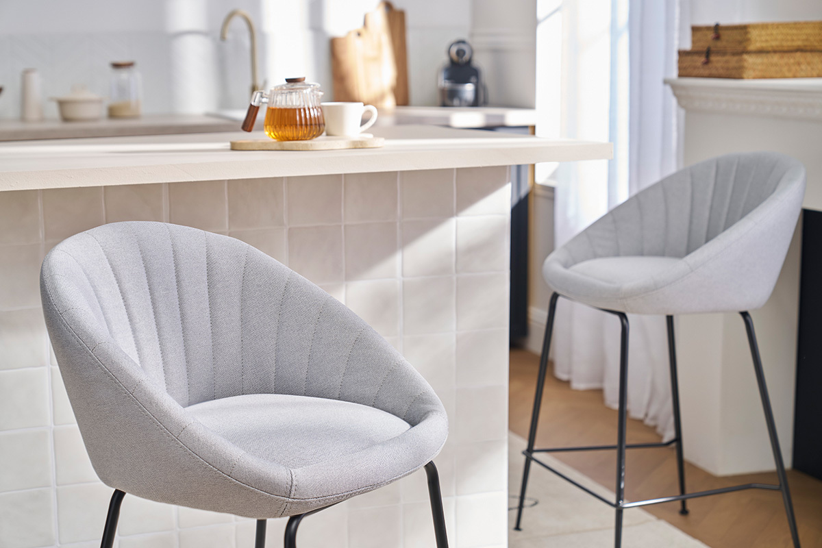 Taburetes de bar tejido gris claro 65 cm (lote de 2) SHERU