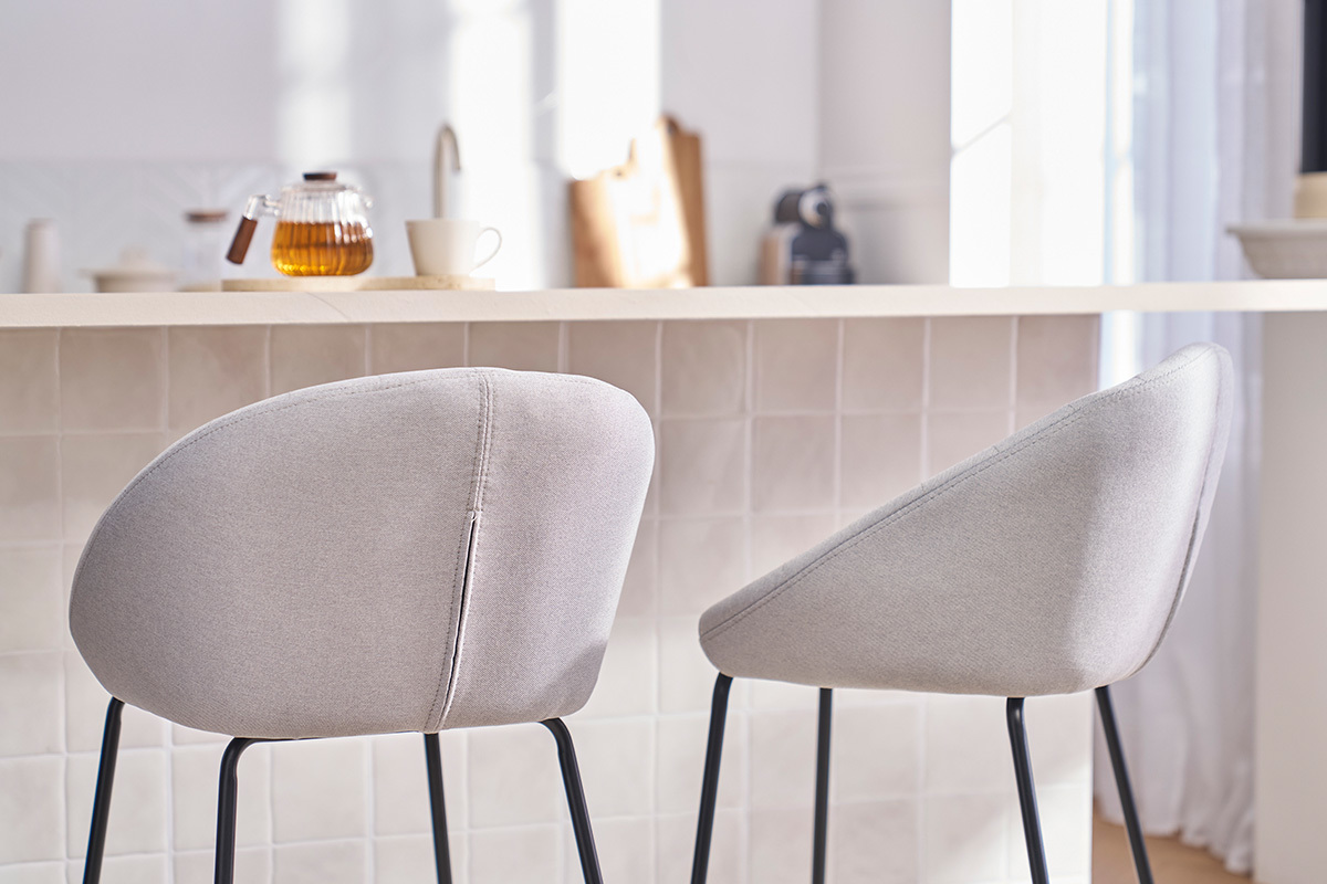 Taburetes de bar tejido gris claro 65 cm (lote de 2) SHERU