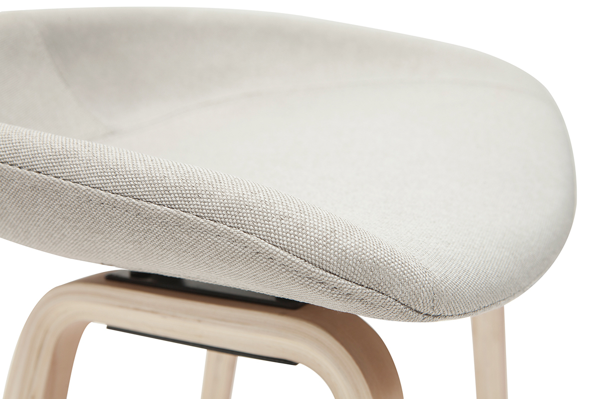 Taburetes de bar tejido gris y patas madera A65 cm (lote de 2) LINO