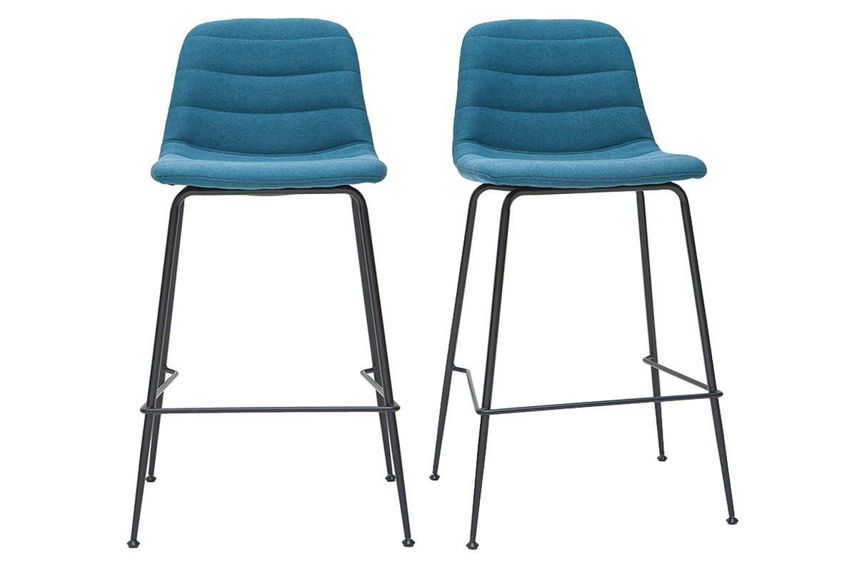 Taburetes de bar tejido y metal azul petrleo 65 cm (lote de 2) SAURY