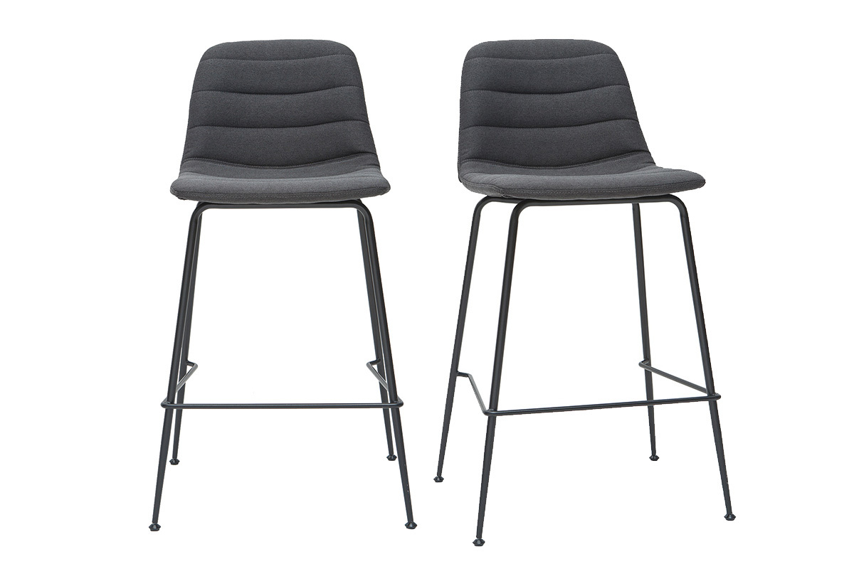 Taburetes de bar tejido y metal gris oscuro 65 cm (lote de 2) SAURY