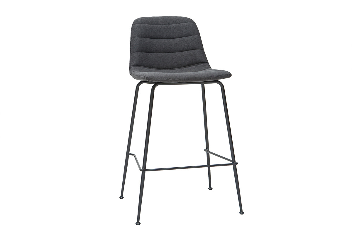 Taburetes de bar tejido y metal gris oscuro 65 cm (lote de 2) SAURY