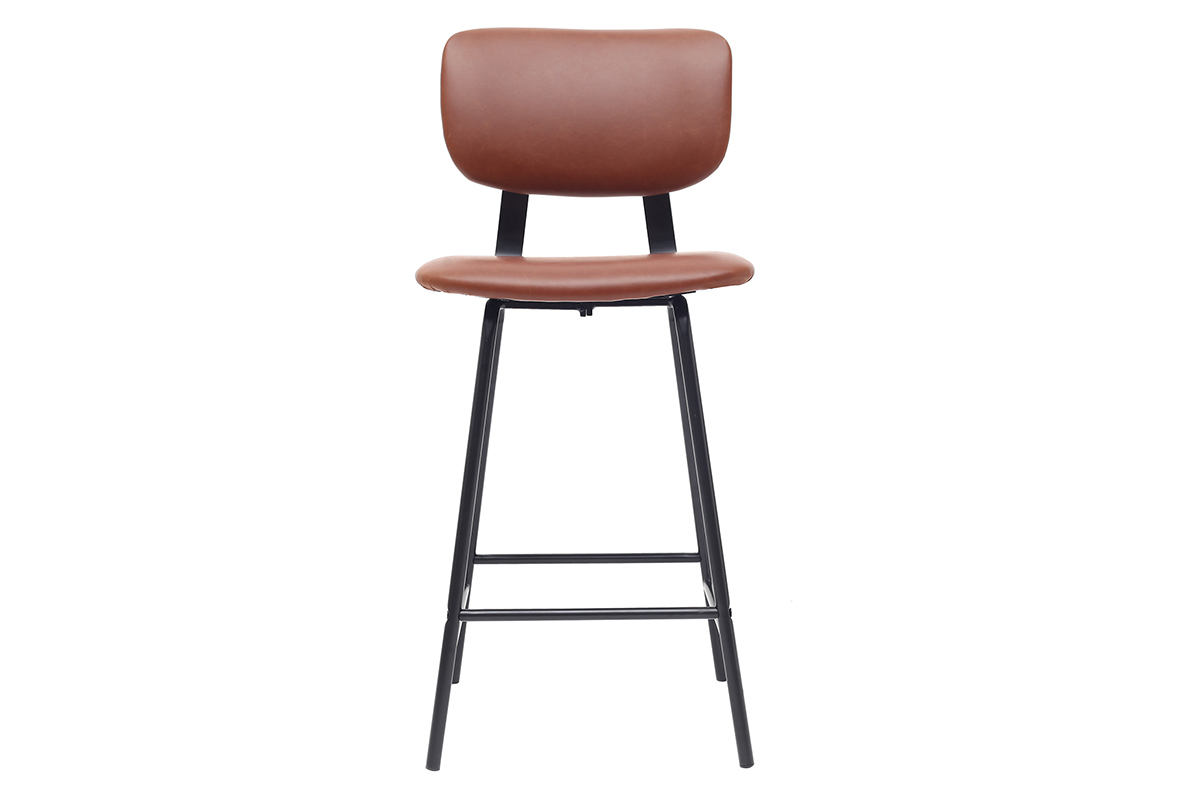 Taburetes de bar vintage marrn claro con patas en metal 65cm (lote de 2) LAB