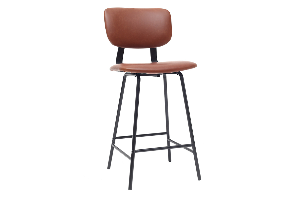 Taburetes de bar vintage marrn claro con patas en metal 65cm (lote de 2) LAB