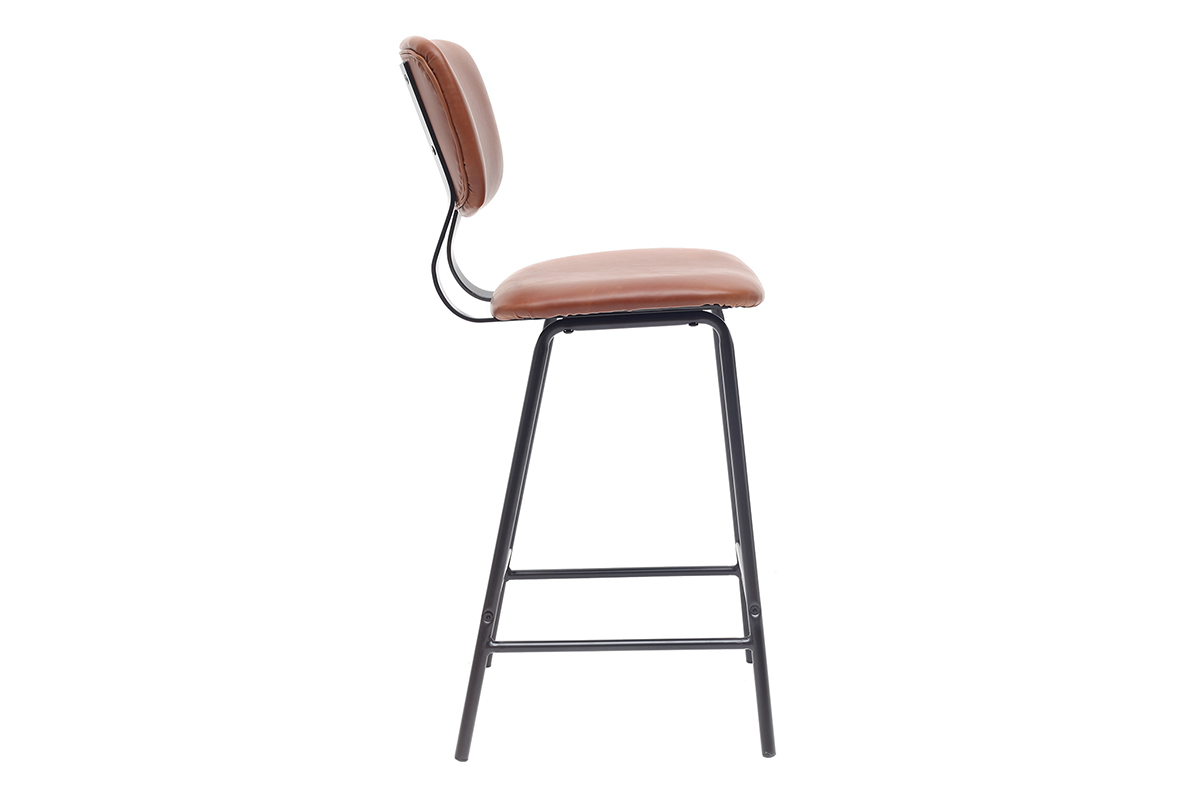 Taburetes de bar vintage marrn claro con patas en metal 65cm (lote de 2) LAB