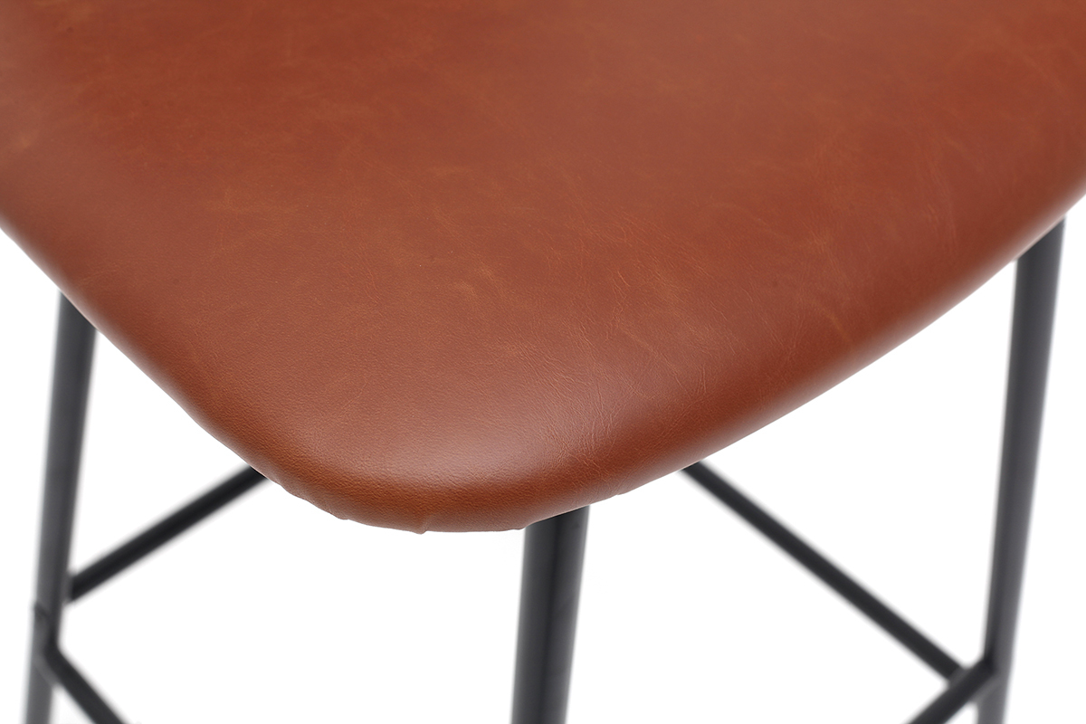 Taburetes de bar vintage marrn claro con patas en metal 65cm (lote de 2) LAB
