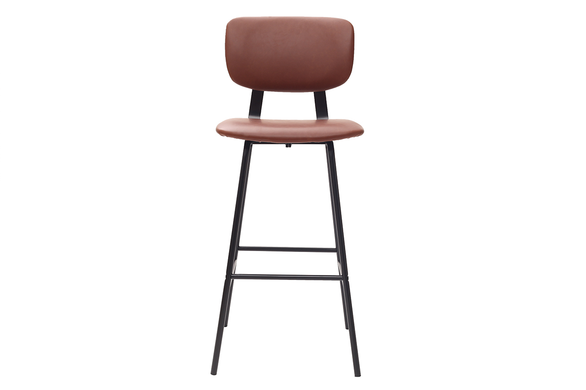 Taburetes de bar vintage marrn claro con patas metal 75 cm (lote de 2) LAB