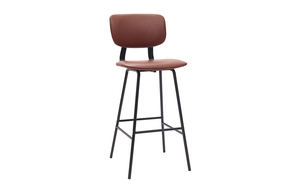 Taburetes de bar vintage marrn claro con patas metal 75 cm (lote de 2) LAB