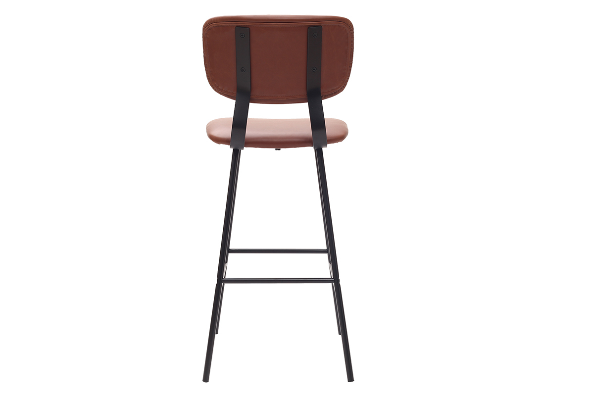 Taburetes de bar vintage marrn claro con patas metal 75 cm (lote de 2) LAB