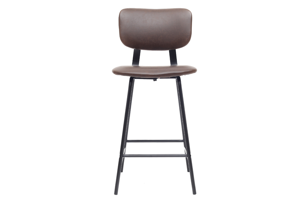 Taburetes de bar vintage marrn con patas en metal 65cm (lote de 2) LAB