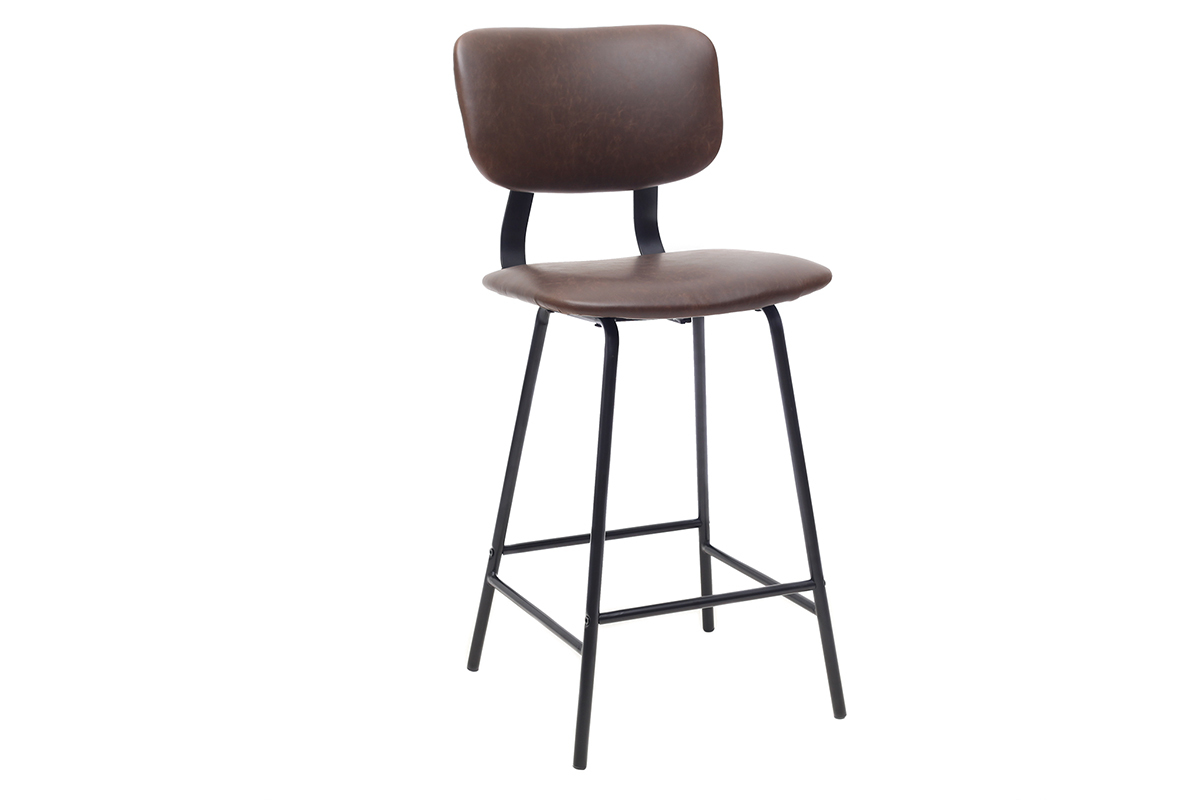 Taburetes de bar vintage marrn con patas en metal 65cm (lote de 2) LAB