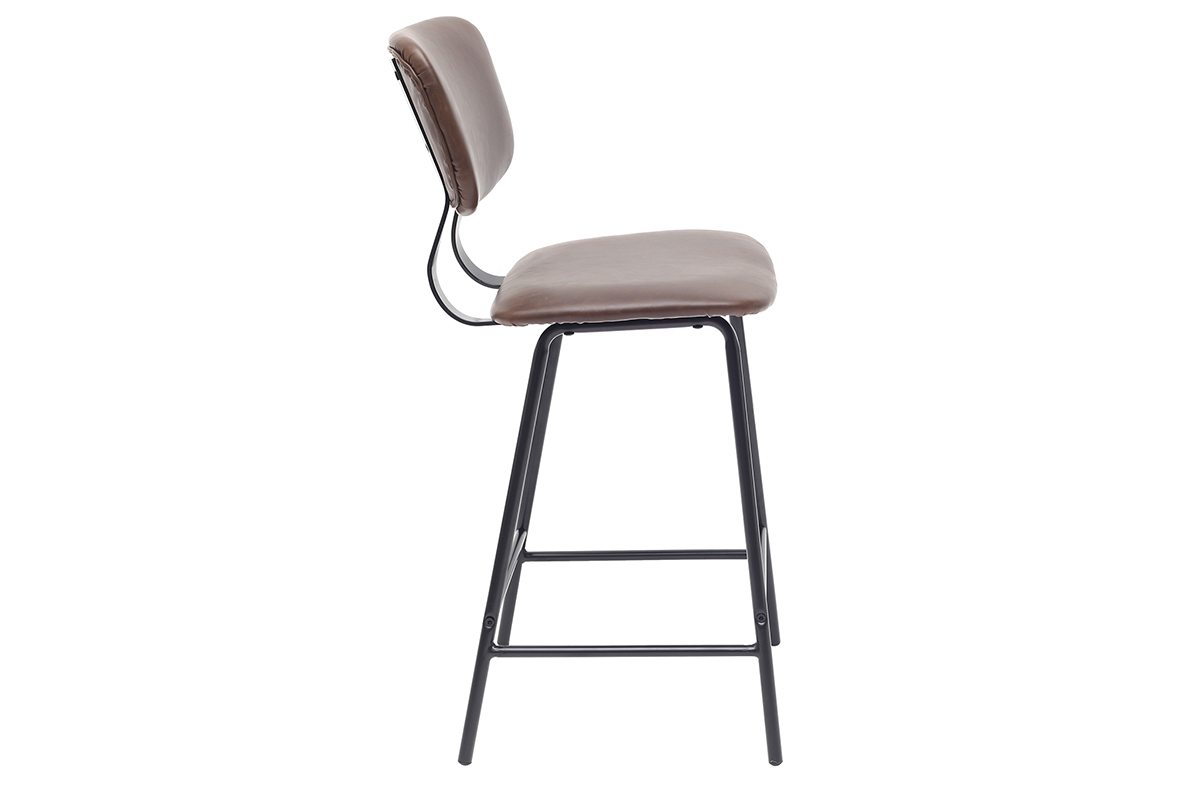 Taburetes de bar vintage marrn con patas en metal 65cm (lote de 2) LAB