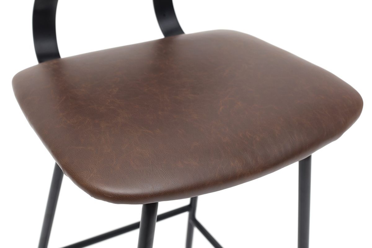Taburetes de bar vintage marrn con patas en metal 65cm (lote de 2) LAB