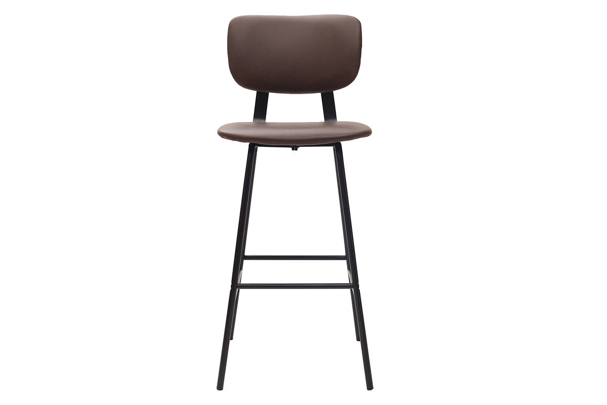 Taburetes de bar vintage marrn oscuro con patas metal 75 cm (lote de 2) LAB
