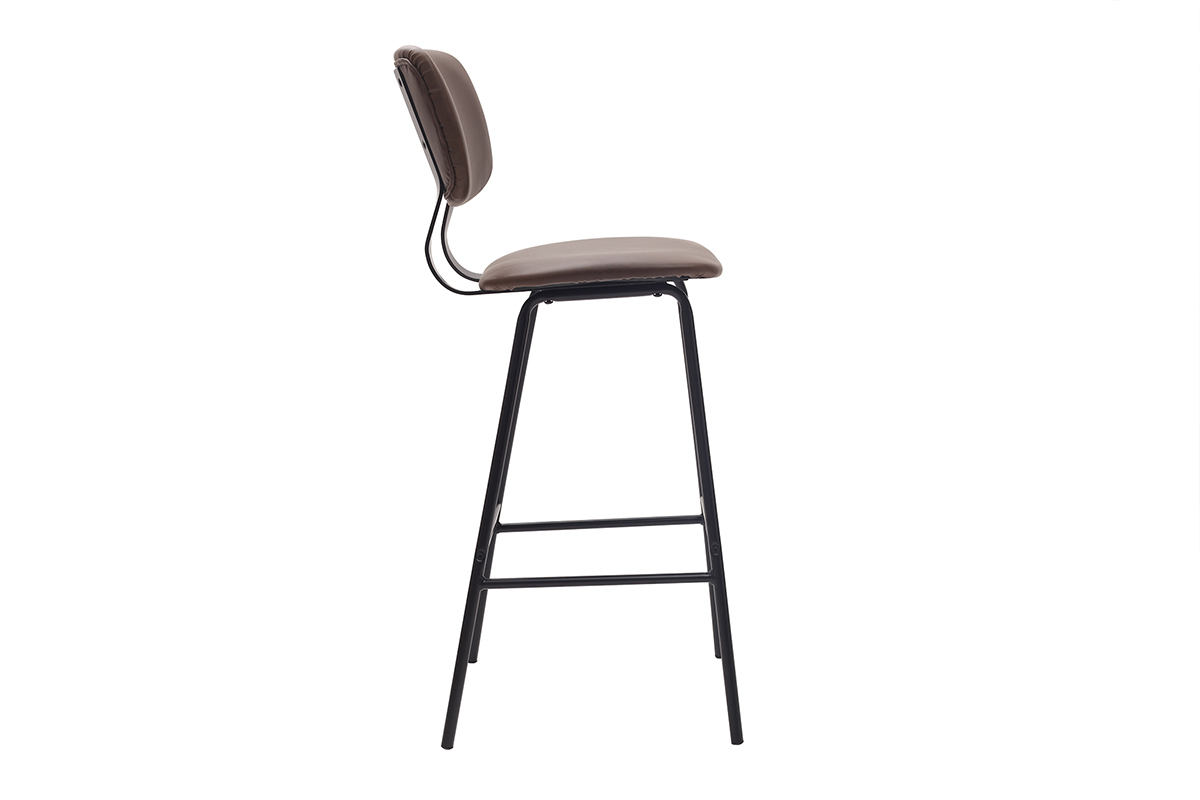 Taburetes de bar vintage marrn oscuro con patas metal 75 cm (lote de 2) LAB