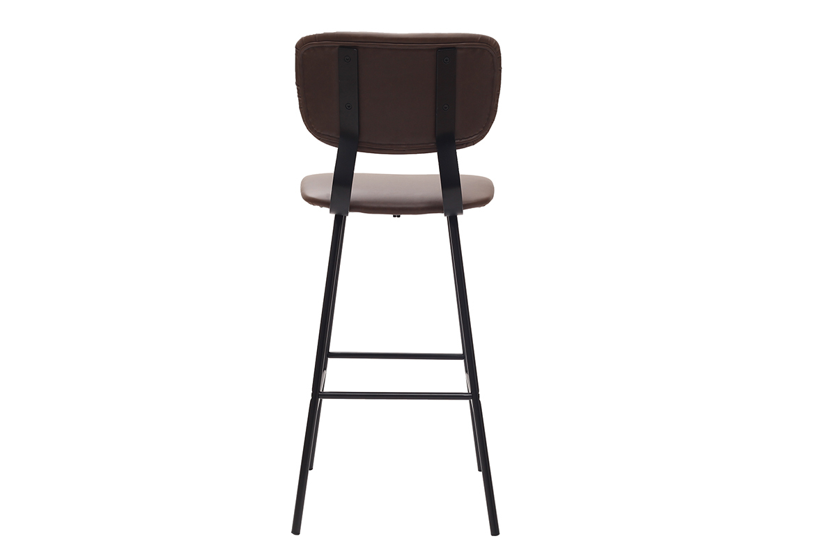 Taburetes de bar vintage marrn oscuro con patas metal 75 cm (lote de 2) LAB